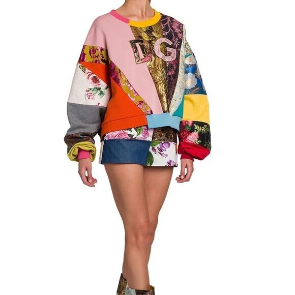 Dolce & Gabbana Quilted Embroidered Logo Iconic Sweatshirt Sweater 36 - Picture 2 of 12